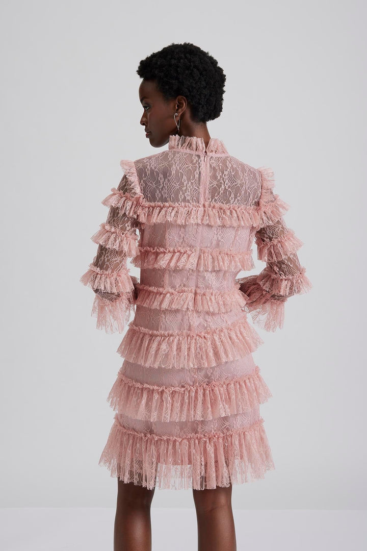 Carmine Frill Mini Lace Dress Blush | Kjoler | Smuk - Dameklær på nett