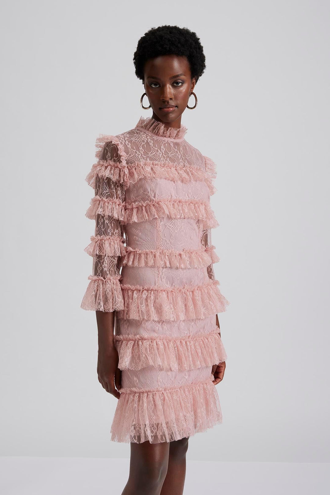 Carmine Frill Mini Lace Dress Blush | Kjoler | Smuk - Dameklær på nett