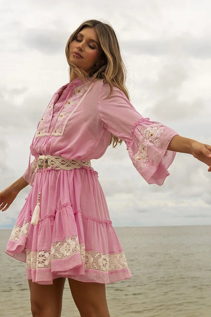 Cecilia Dress Pink Off White | Kjoler | Smuk - Dameklær på nett