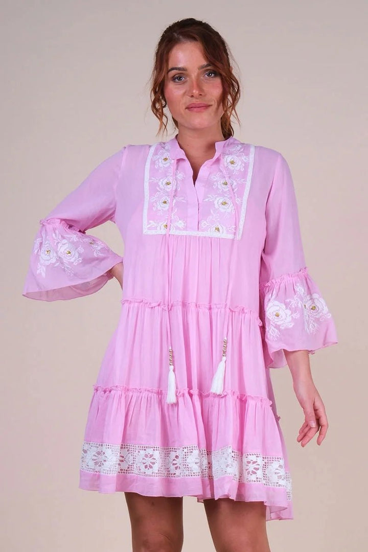 Cecilia Dress Pink Off White | Kjoler | Smuk - Dameklær på nett
