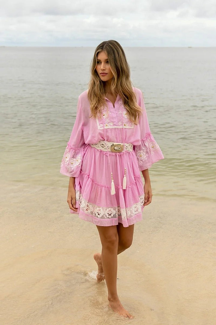 Cecilia Dress Pink Off White | Kjoler | Smuk - Dameklær på nett