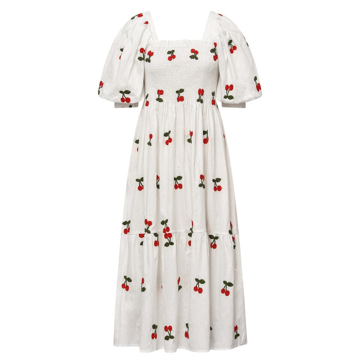 Cheri Fruit Dress White with Cherry | Kjoler | Smuk - Dameklær på nett