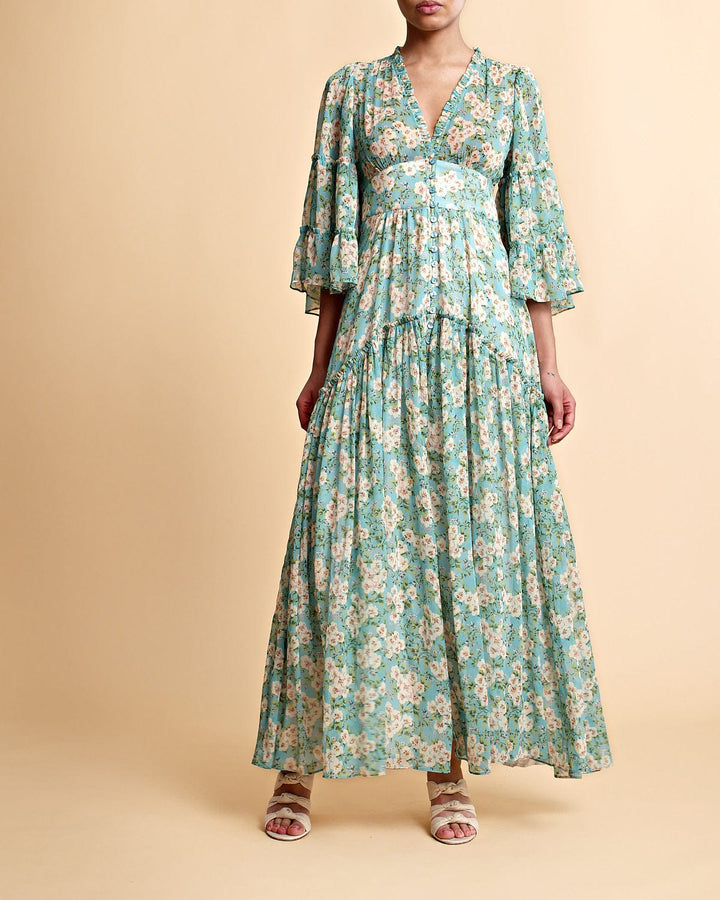 Chiffon V-Neck Dress New York Blossom | Kjoler | Smuk - Dameklær på nett