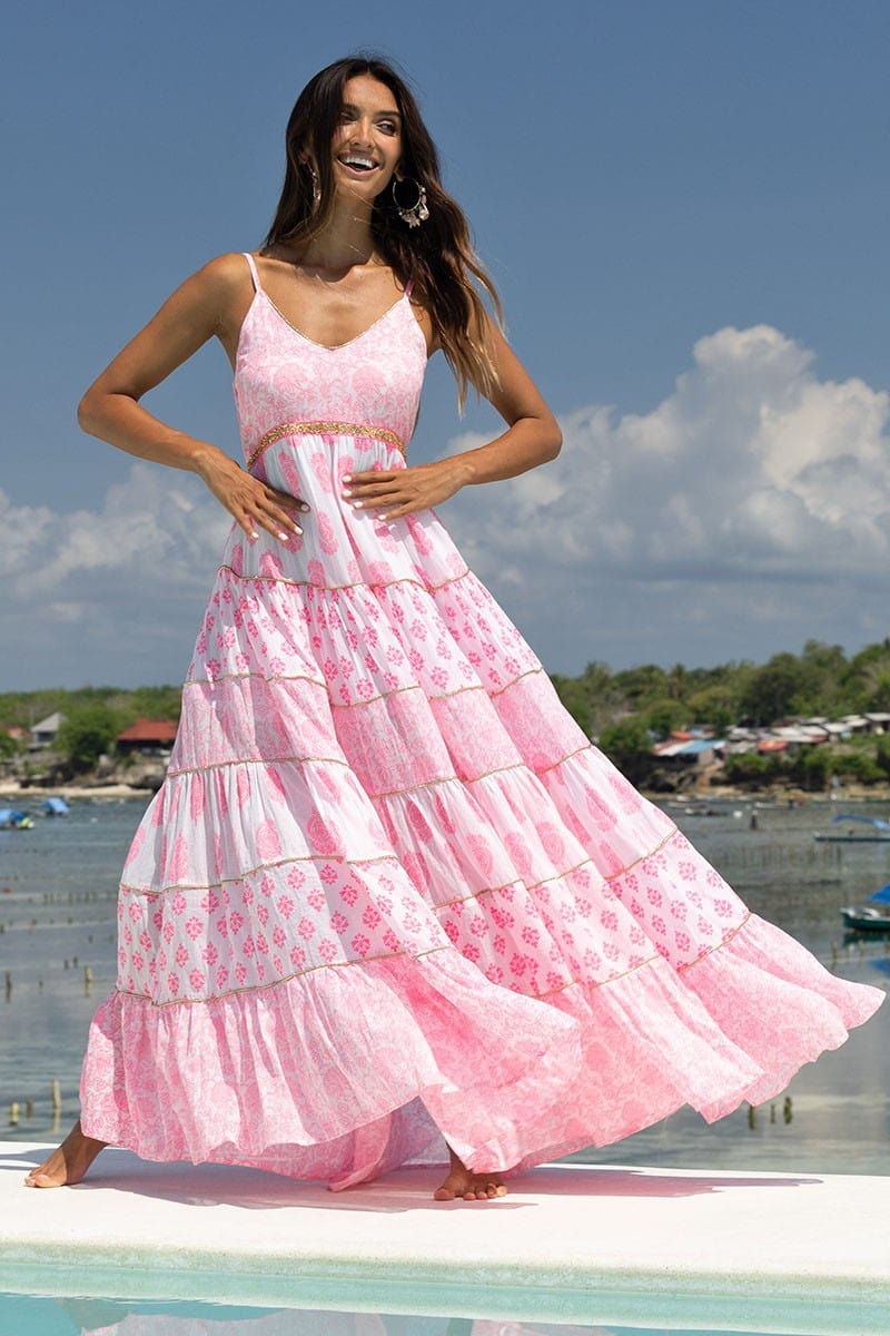 Claudia Maxi Strap Dress Neon Pink | Kjoler | Smuk - Dameklær på nett