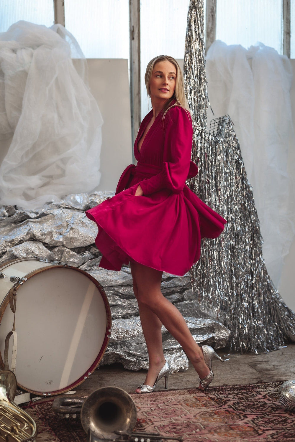 Cocktail Velvet Dress Hot Pink | Kjoler | Smuk - Dameklær på nett