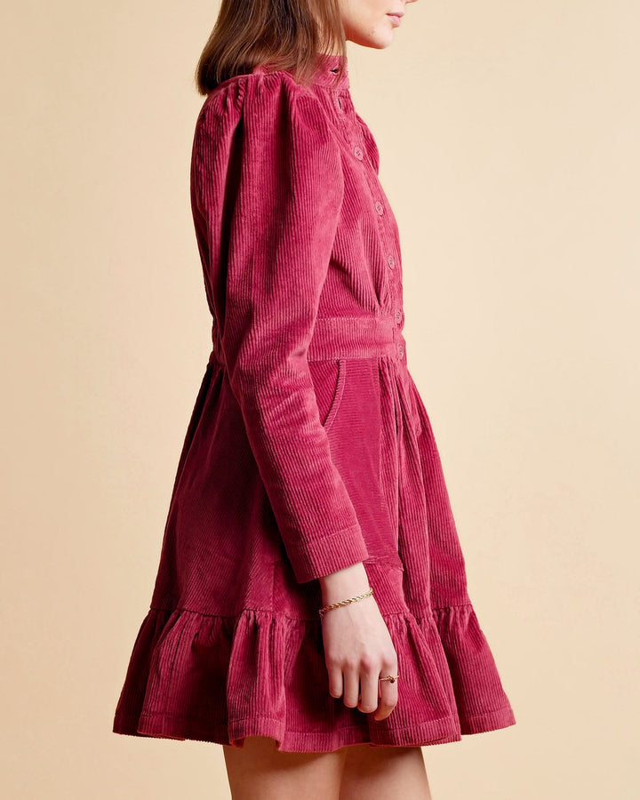 Corduroy Mini Dress Berry | Kjoler | Smuk - Dameklær på nett