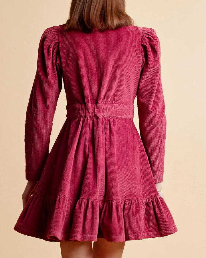 Corduroy Mini Dress Berry | Kjoler | Smuk - Dameklær på nett