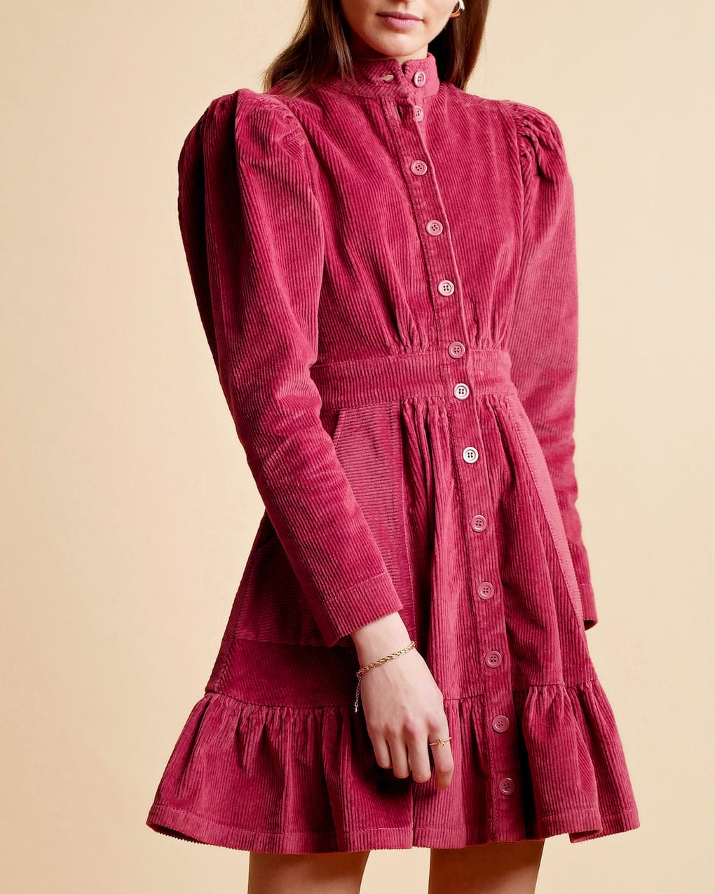 Corduroy Mini Dress Berry | Kjoler | Smuk - Dameklær på nett