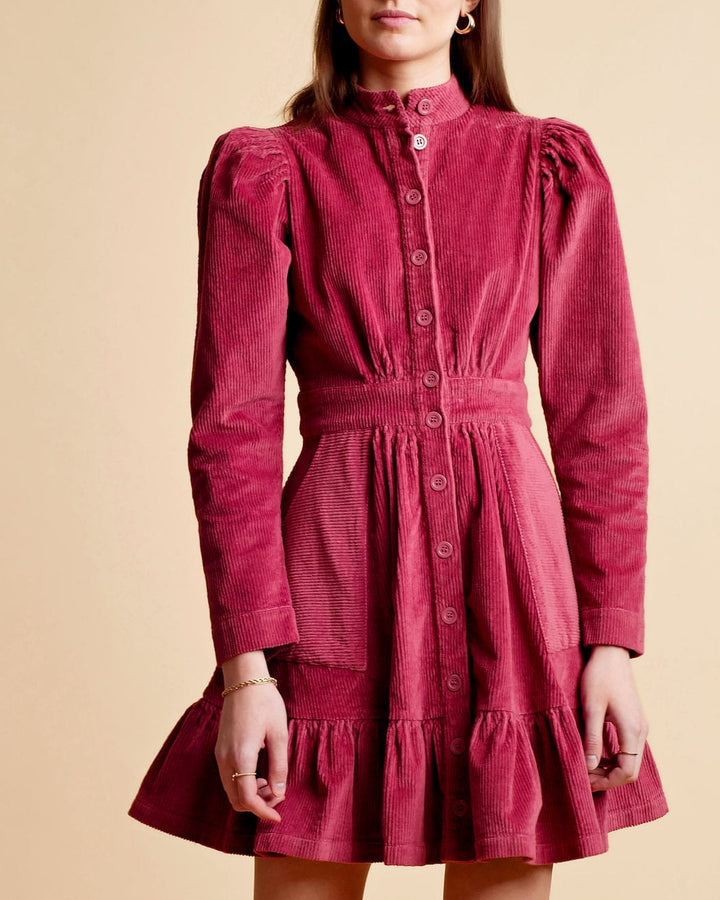 Corduroy Mini Dress Berry | Kjoler | Smuk - Dameklær på nett