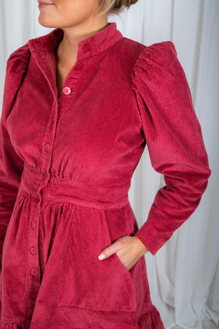 Corduroy Mini Dress Berry | Kjoler | Smuk - Dameklær på nett