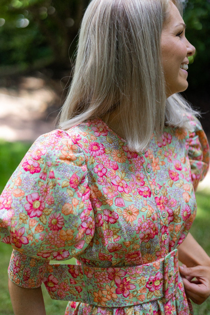 Cotton Jacquard Belted Mini Dress Wildflowers | Kjoler | Smuk - Dameklær på nett