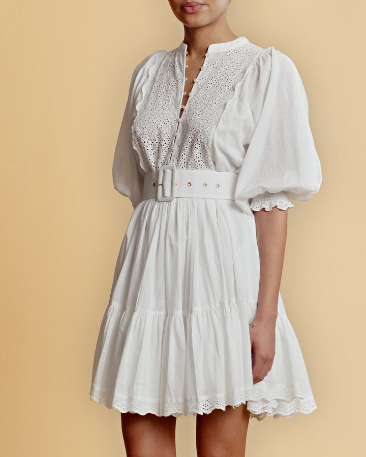 Cotton Slub Belt Dress White | Kjoler | Smuk - Dameklær på nett