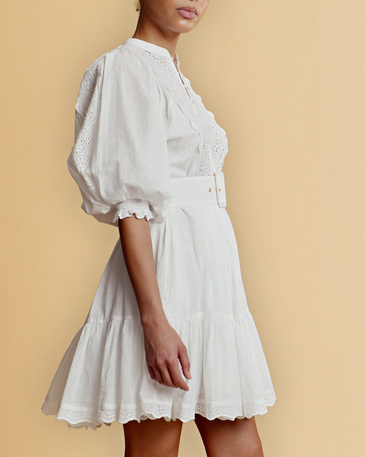 Cotton Slub Belt Dress White | Kjoler | Smuk - Dameklær på nett