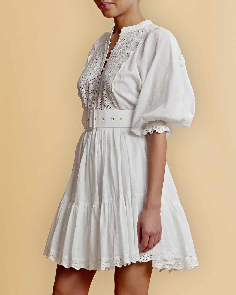 Cotton Slub Belt Dress White | Kjoler | Smuk - Dameklær på nett