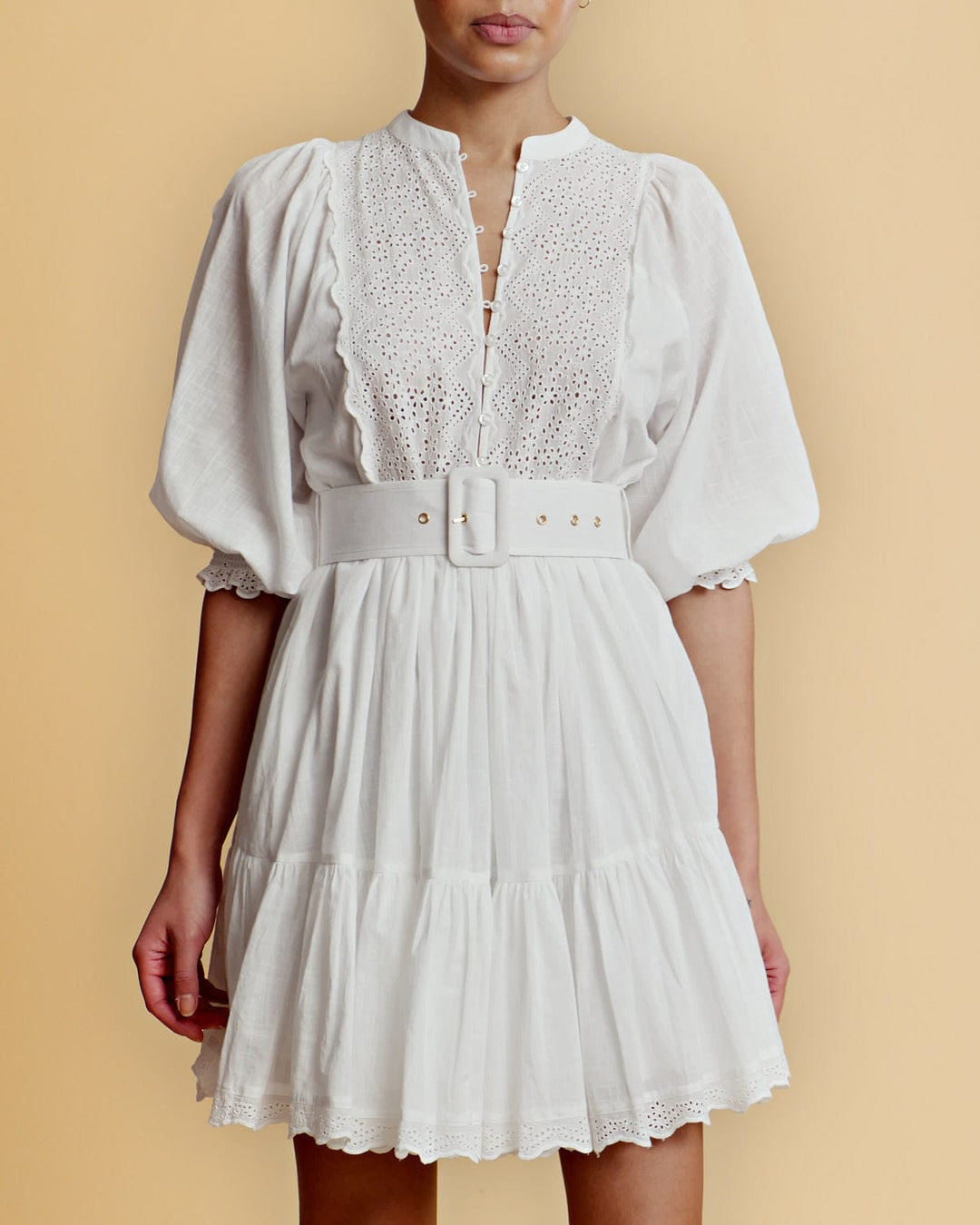 Cotton Slub Belt Dress White | Kjoler | Smuk - Dameklær på nett