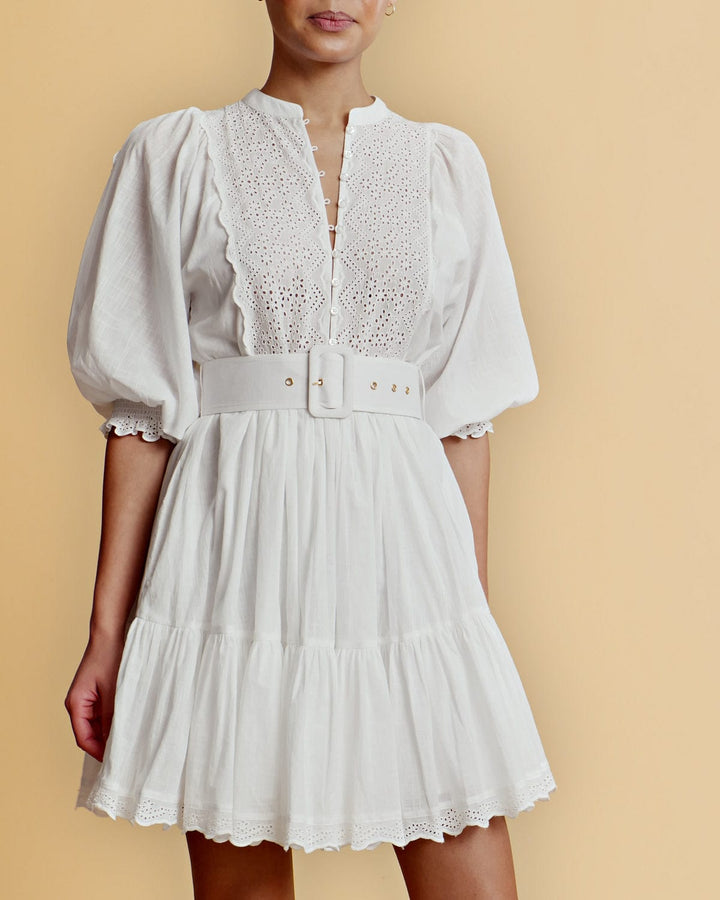 Cotton Slub Belt Dress White | Kjoler | Smuk - Dameklær på nett
