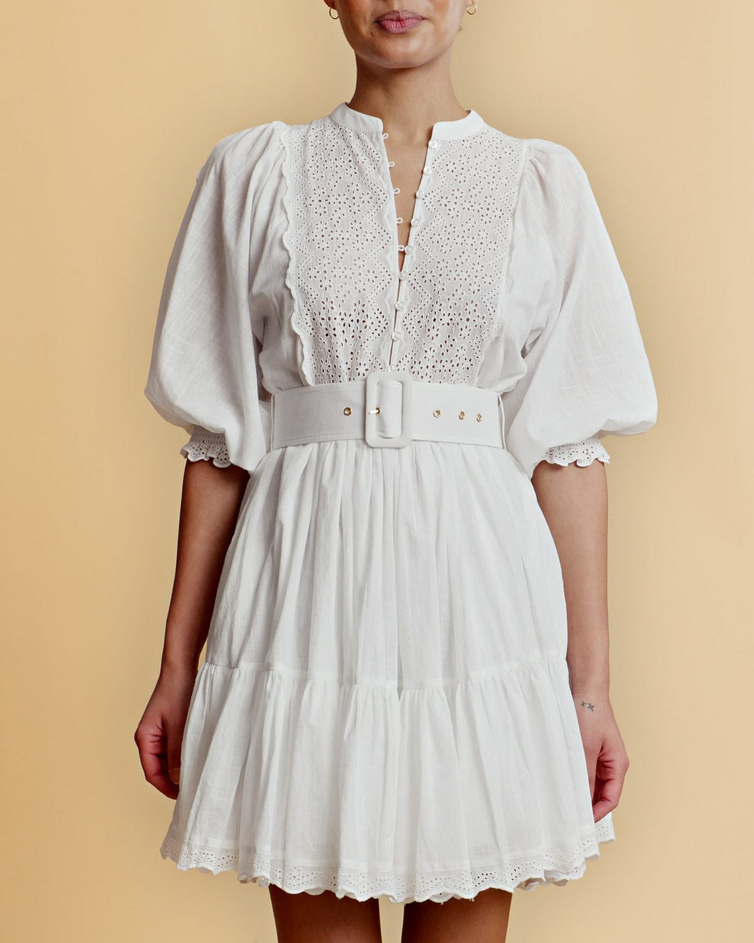 Cotton Slub Belt Dress White | Kjoler | Smuk - Dameklær på nett
