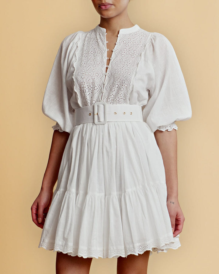 Cotton Slub Belt Dress White | Kjoler | Smuk - Dameklær på nett