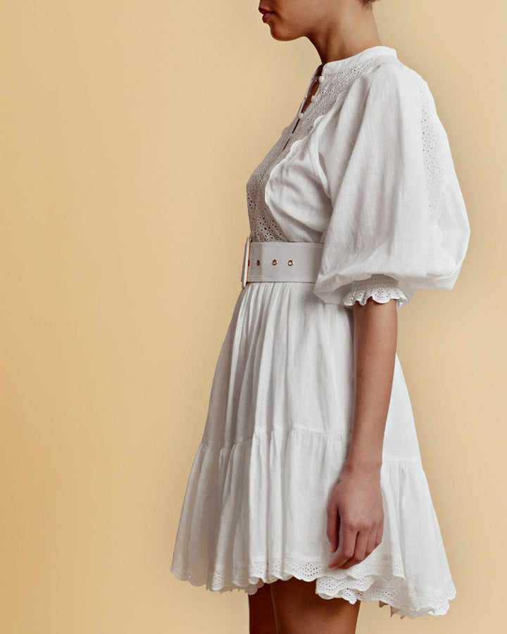 Cotton Slub Belt Dress White | Kjoler | Smuk - Dameklær på nett
