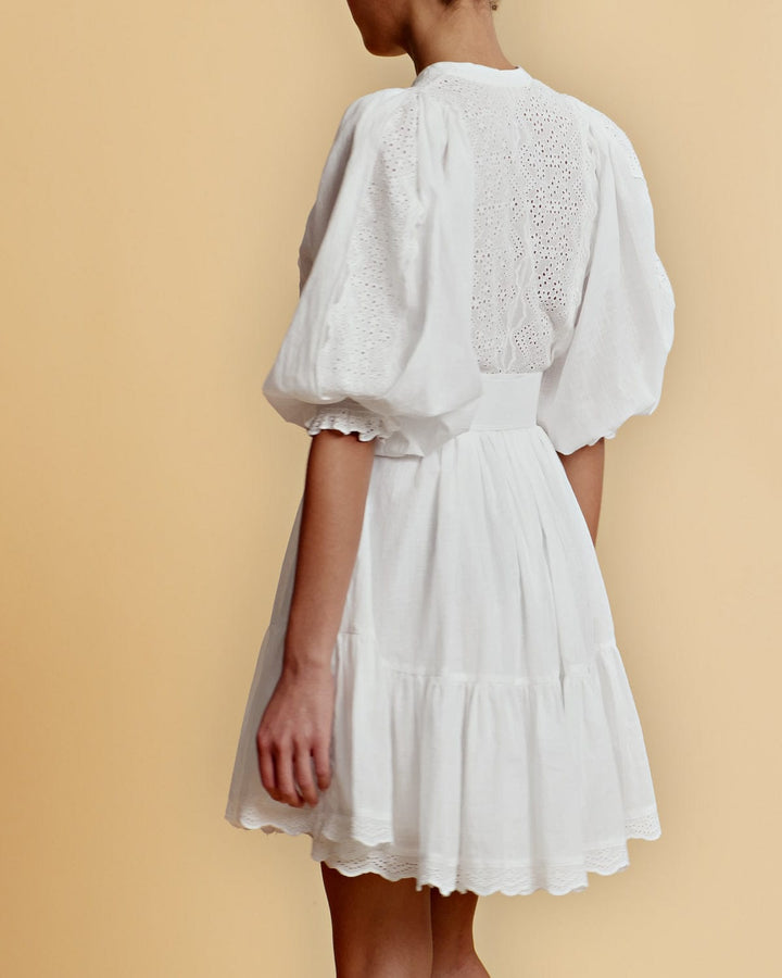 Cotton Slub Belt Dress White | Kjoler | Smuk - Dameklær på nett