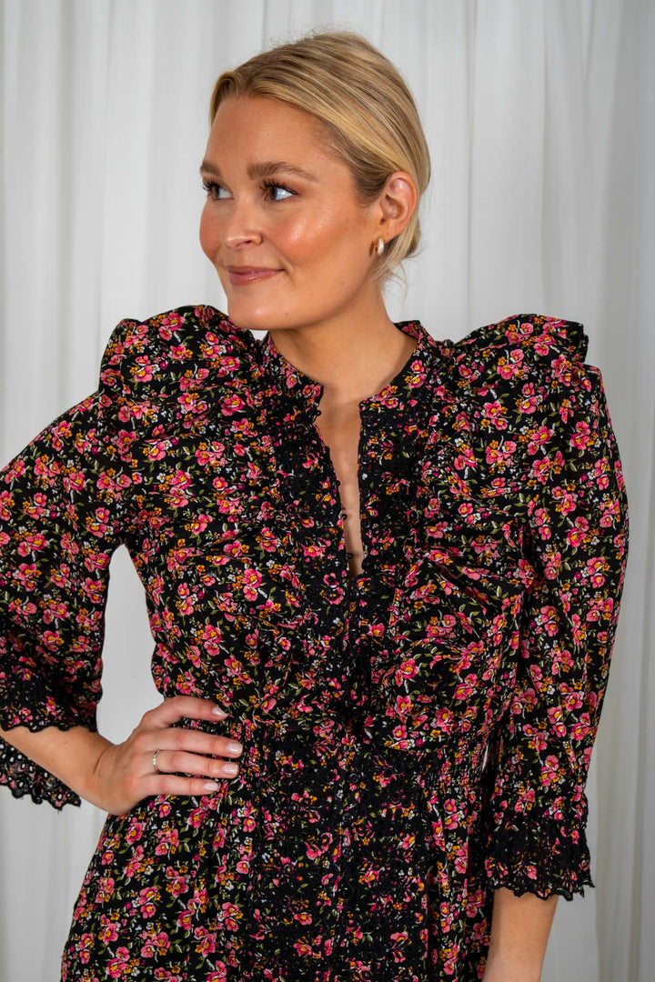 Cotton Slub Button Down Dress Cherry | Kjoler | Smuk - Dameklær på nett