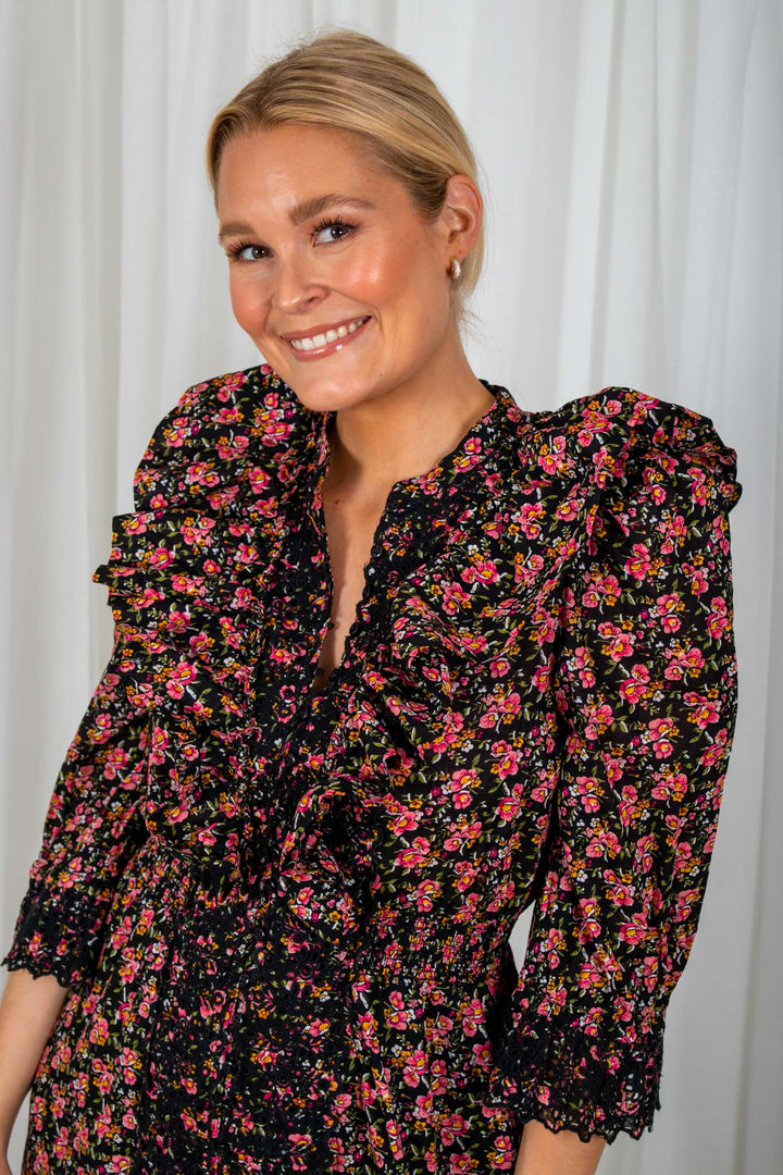 Cotton Slub Button Down Dress Cherry | Kjoler | Smuk - Dameklær på nett