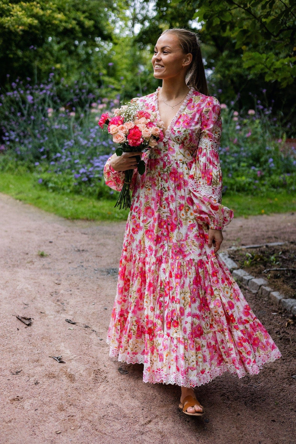Cotton Slub Button Down Dress Daisy Garden | Kjoler | Smuk - Dameklær på nett