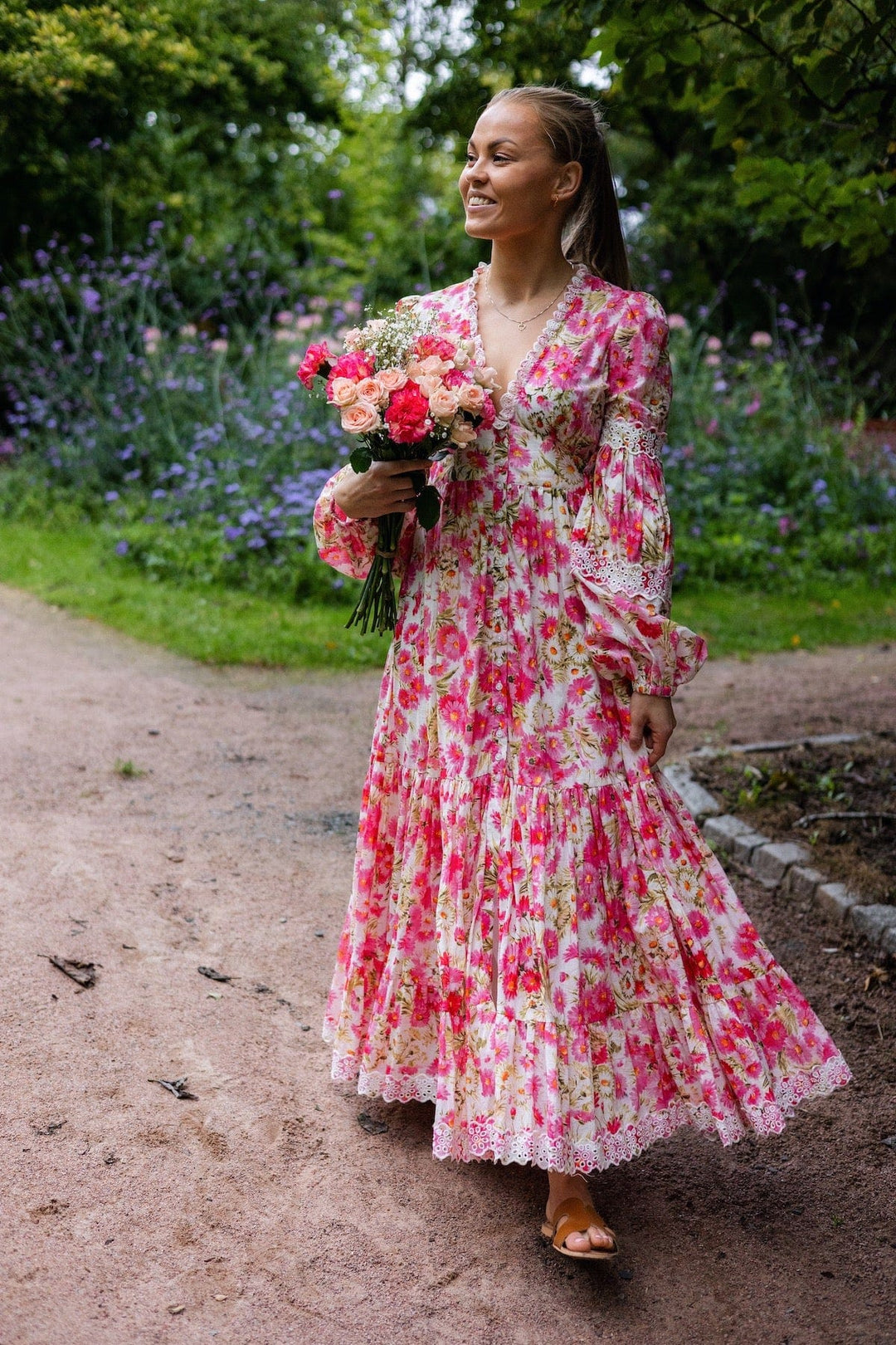 Cotton Slub Button Down Dress Daisy Garden | Kjoler | Smuk - Dameklær på nett