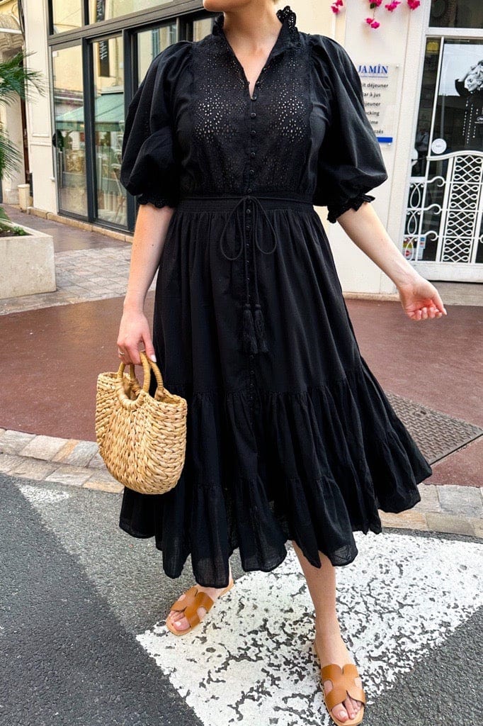 Cotton Slub Midi Dress Black | Kjoler | Smuk - Dameklær på nett