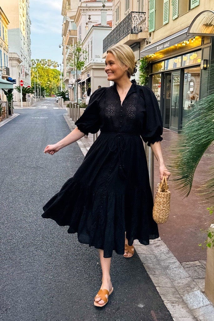 Cotton Slub Midi Dress Black | Kjoler | Smuk - Dameklær på nett