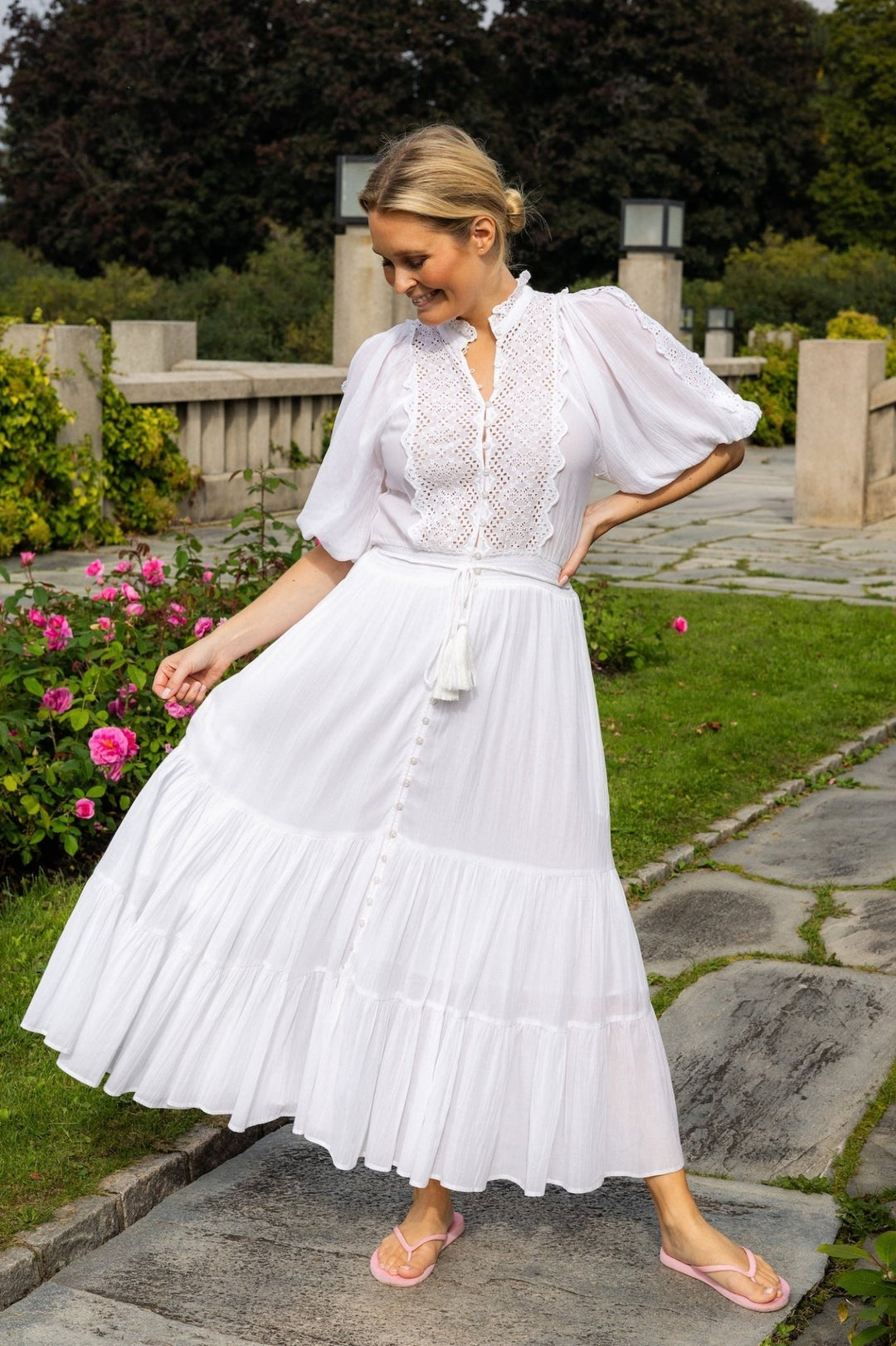 Cotton Slub Midi Dress Perfect White | Kjoler | Smuk - Dameklær på nett