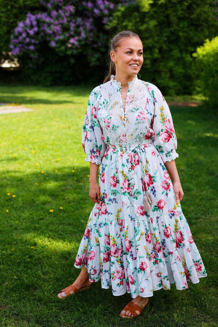 Cotton Slub Midi Dress Rose Bouquet | Kjoler | Smuk - Dameklær på nett