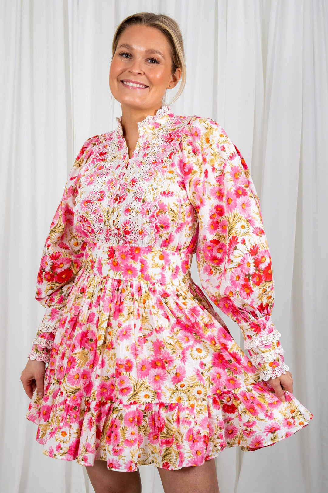 Cotton Slub Mini Dress Daisy Garden | Kjoler | Smuk - Dameklær på nett