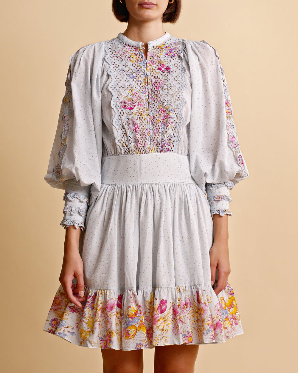 Cotton Slub Mini Dress Flower Market | Kjoler | Smuk - Dameklær på nett