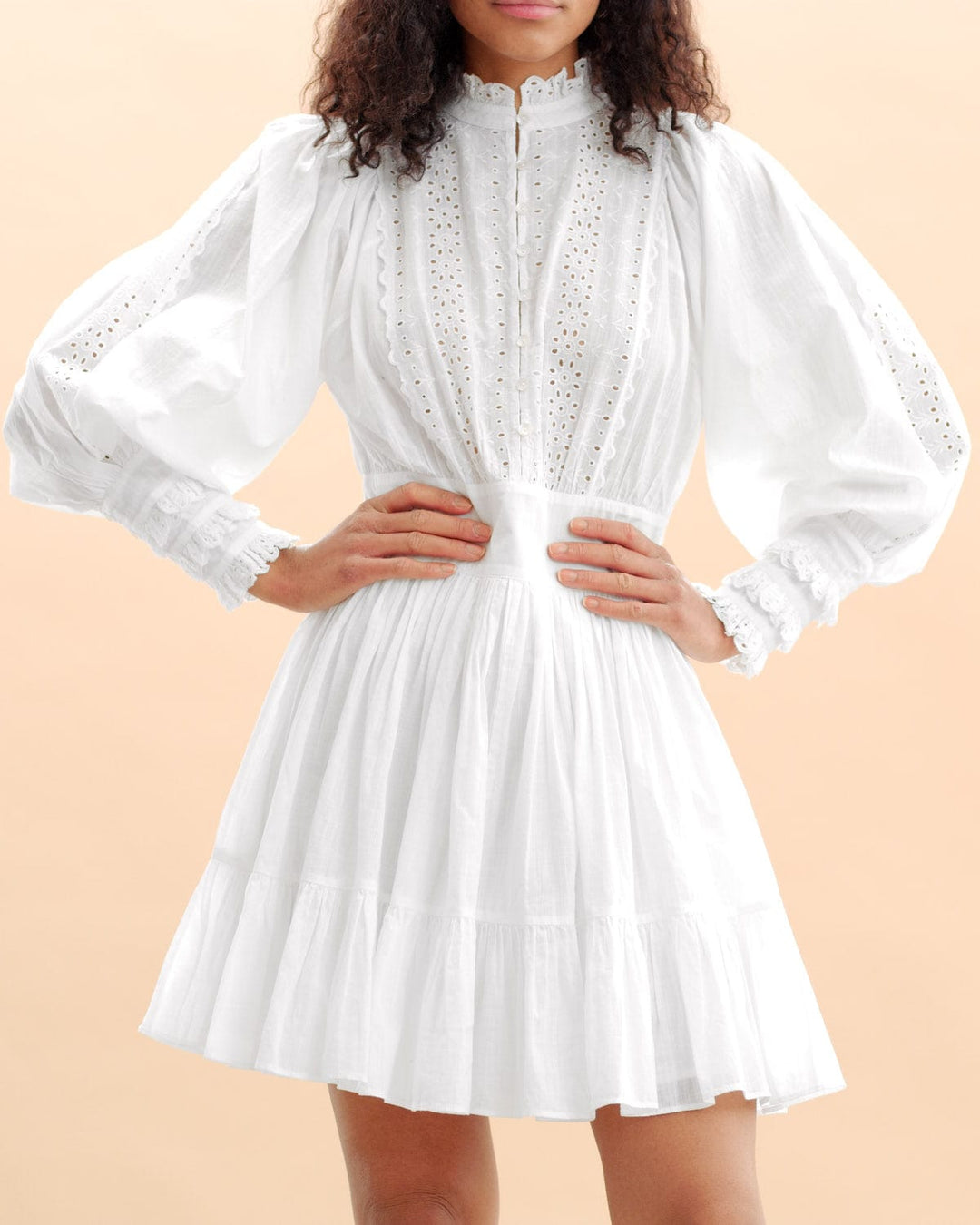 Cotton Slub Mini Dress White | Kjoler | Smuk - Dameklær på nett