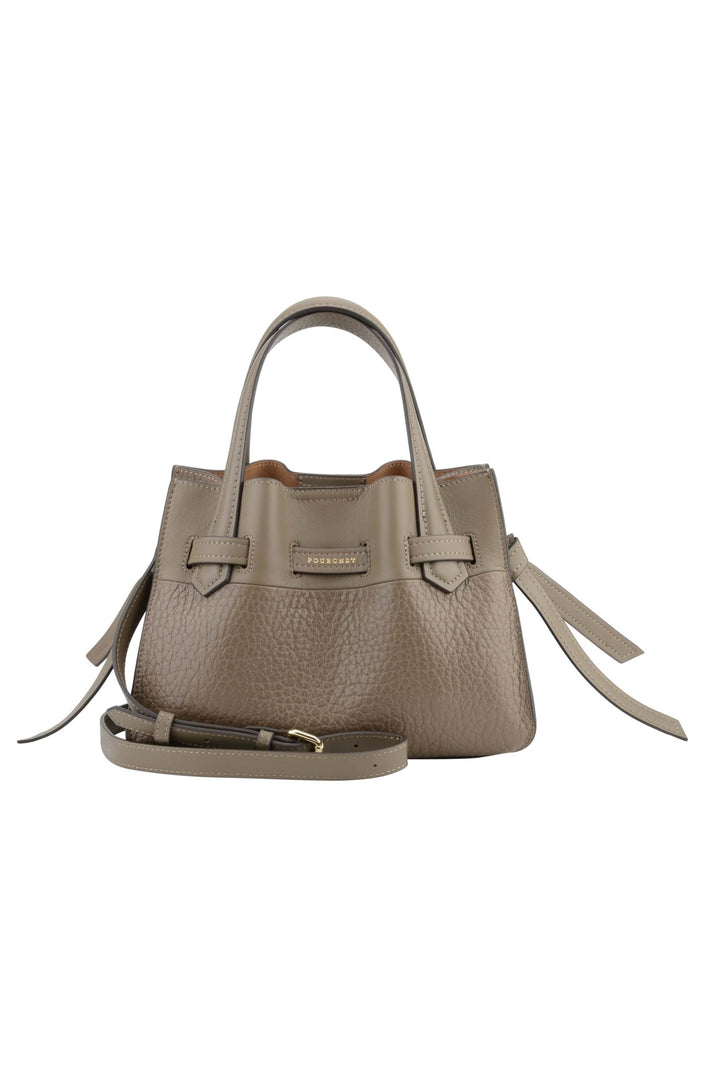 Cowhide leather nano satchel bag taupe | Accessories | Smuk - Dameklær på nett