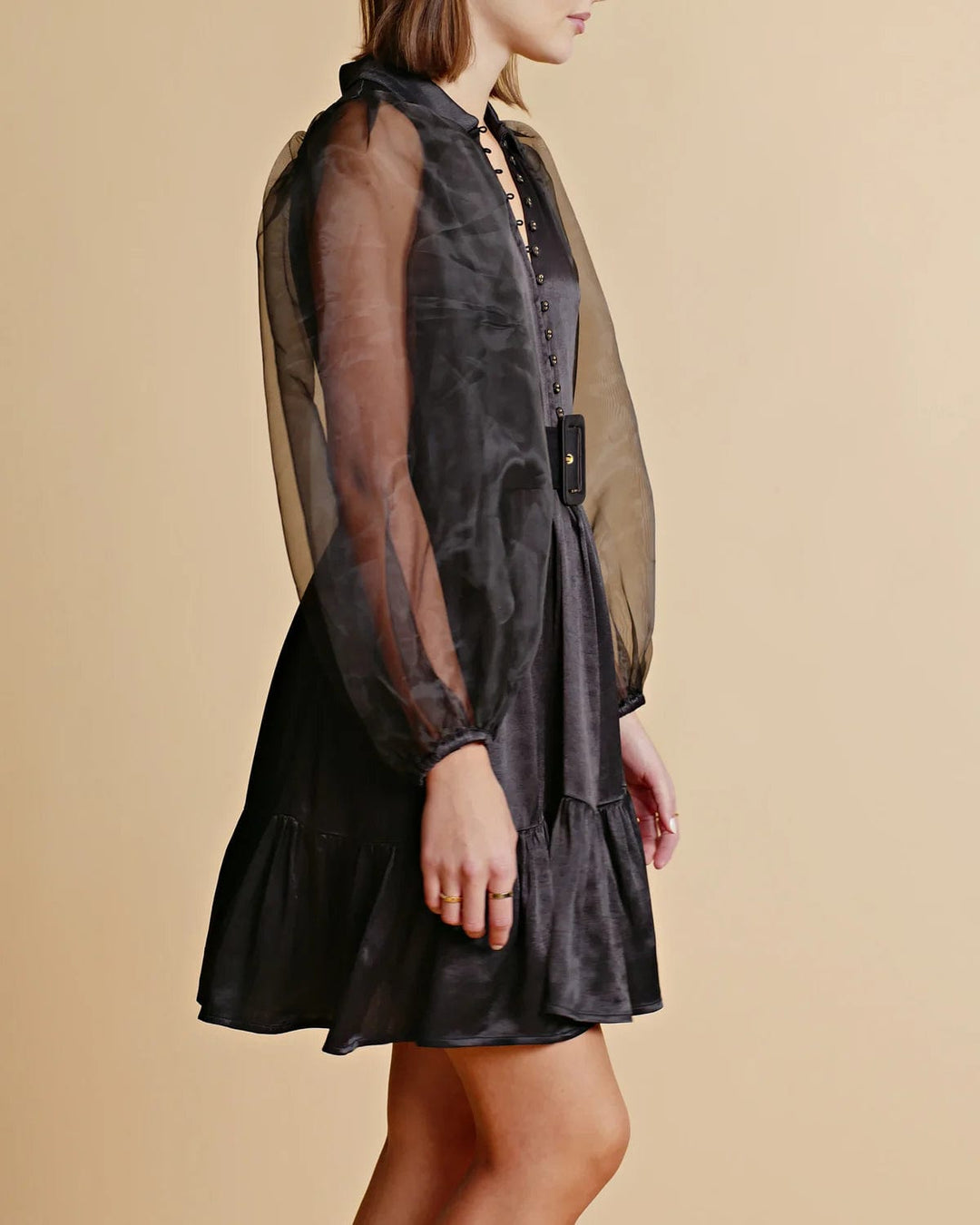 Crèpe Satin Belt Dress Black | Kjoler | Smuk - Dameklær på nett