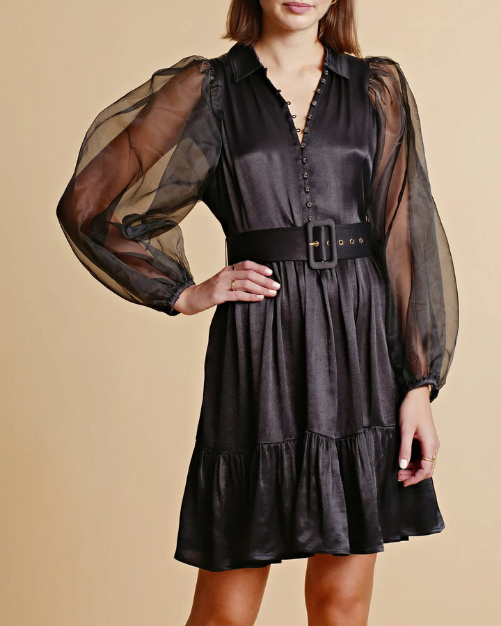 Crèpe Satin Belt Dress Black | Kjoler | Smuk - Dameklær på nett