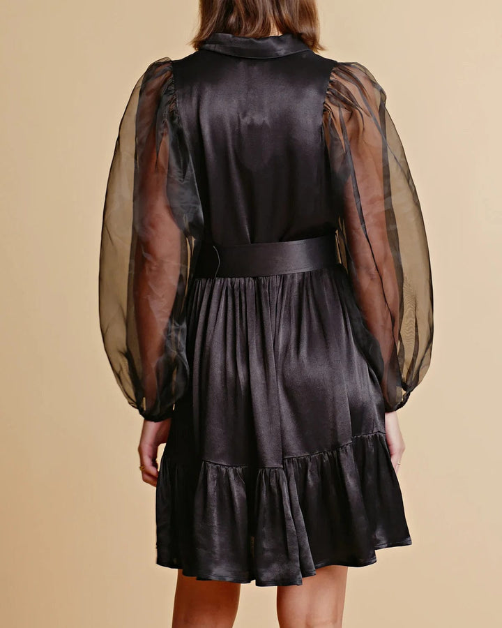 Crèpe Satin Belt Dress Black | Kjoler | Smuk - Dameklær på nett