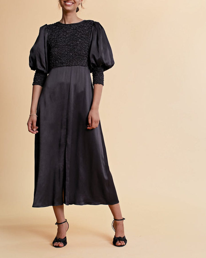 Crèpe Satin Midi Dress Black | Kjoler | Smuk - Dameklær på nett