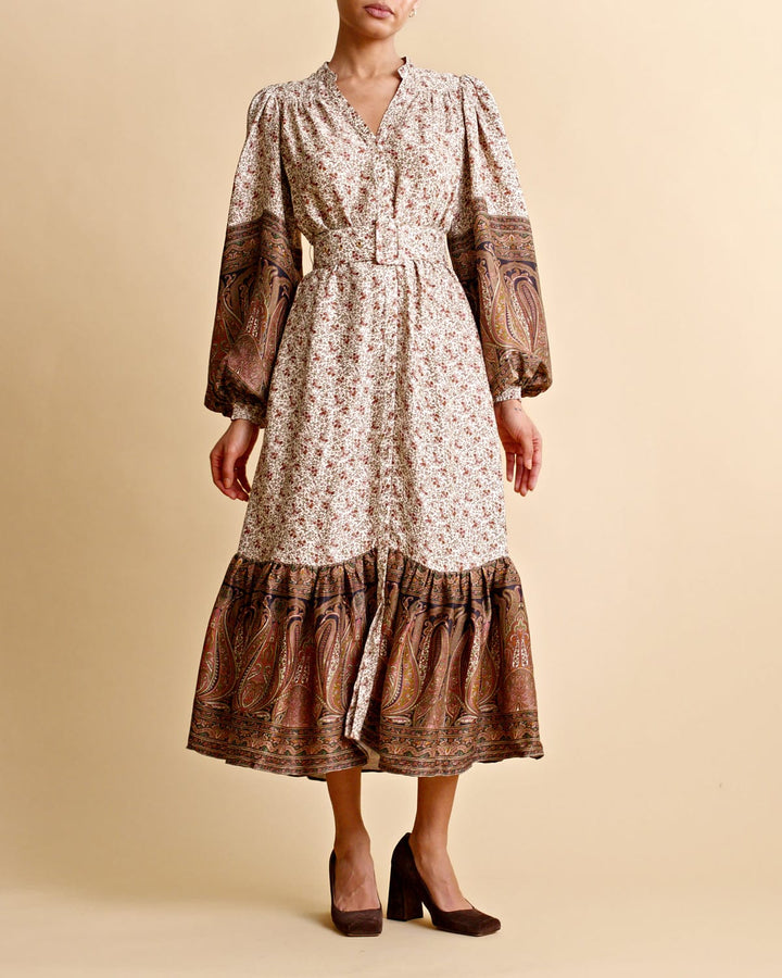Crepe Satin Midi Dress Vintage Paisley | Kjoler | Smuk - Dameklær på nett