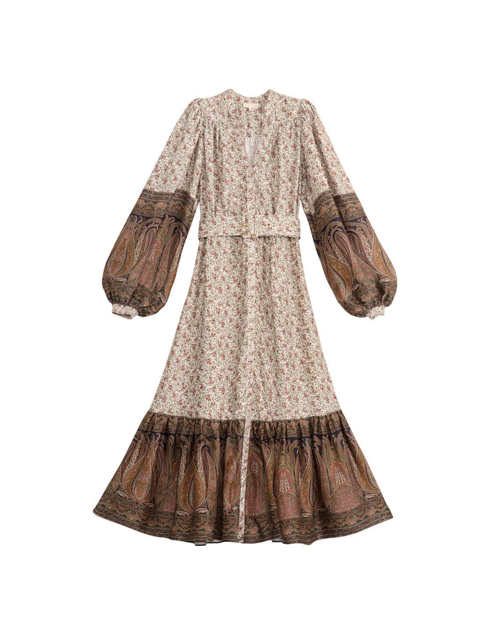 Crepe Satin Midi Dress Vintage Paisley | Kjoler | Smuk - Dameklær på nett