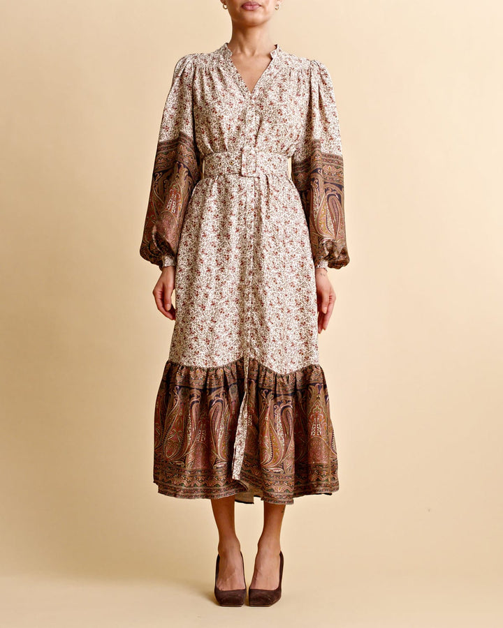 Crepe Satin Midi Dress Vintage Paisley | Kjoler | Smuk - Dameklær på nett