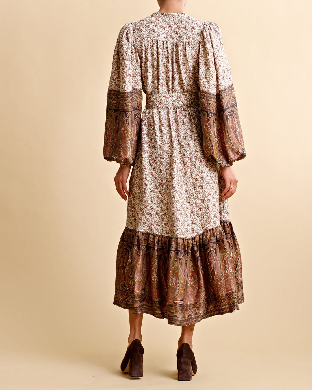 Crepe Satin Midi Dress Vintage Paisley | Kjoler | Smuk - Dameklær på nett
