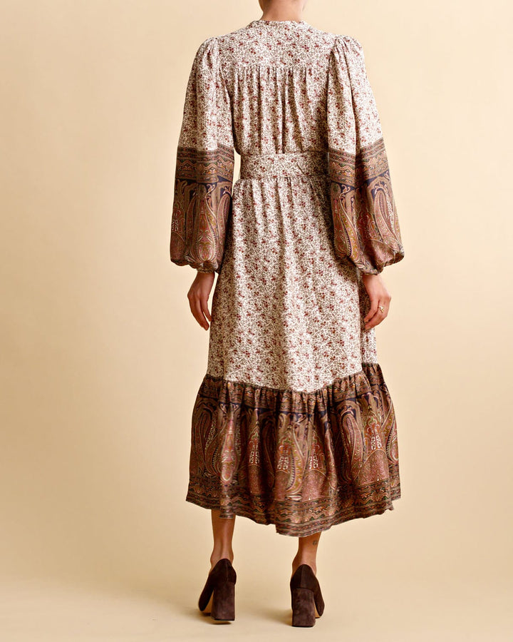 Crepe Satin Midi Dress Vintage Paisley | Kjoler | Smuk - Dameklær på nett
