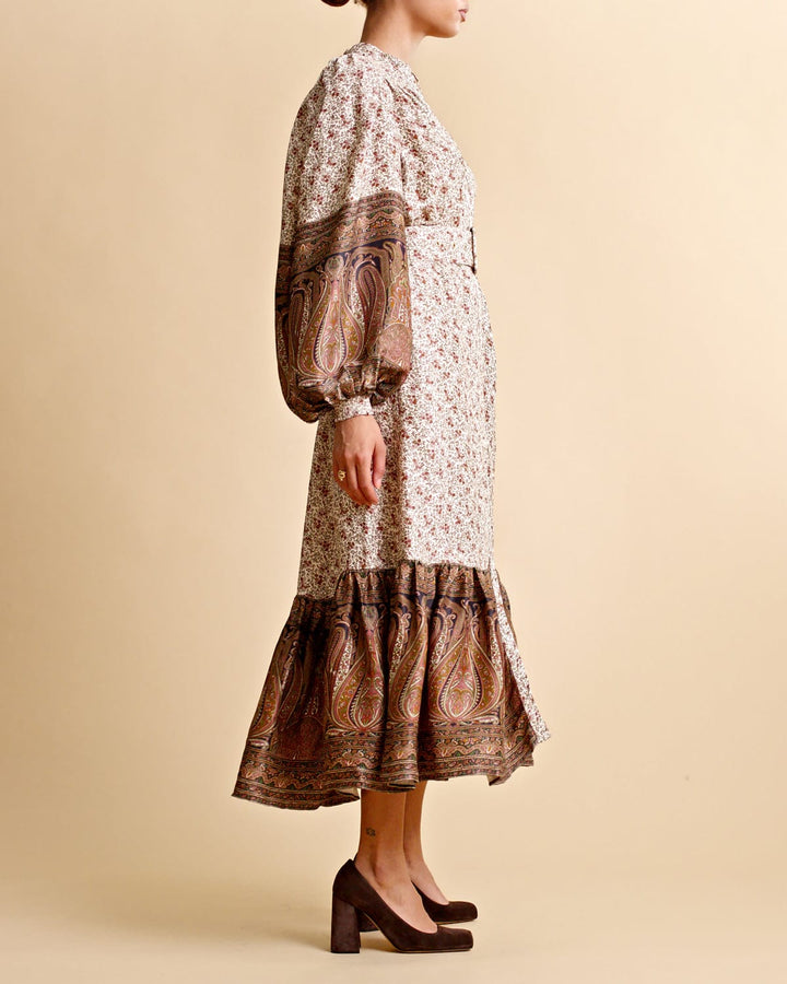 Crepe Satin Midi Dress Vintage Paisley | Kjoler | Smuk - Dameklær på nett