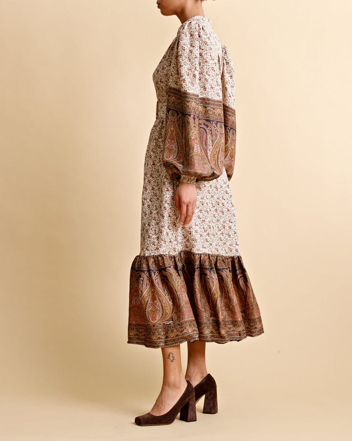 Crepe Satin Midi Dress Vintage Paisley | Kjoler | Smuk - Dameklær på nett
