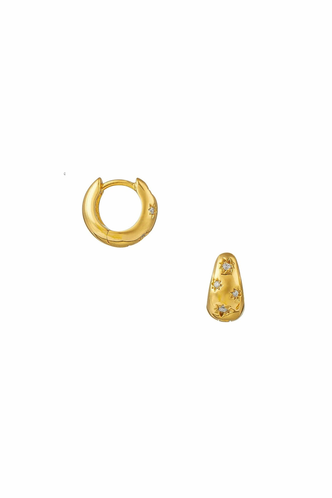 Crystal Engraved Starburst Tapered Huggie Hoop Pale Gold | Accessories | Smuk - Dameklær på nett