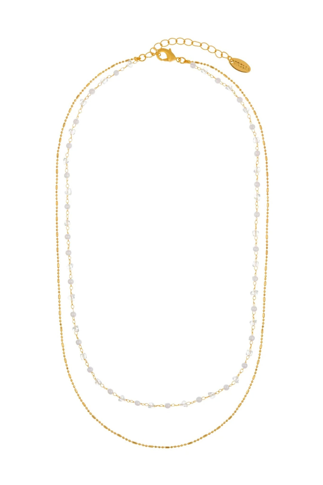 Crystal & Pearl Chain 2 Row Necklace Crystal | Accessories | Smuk - Dameklær på nett