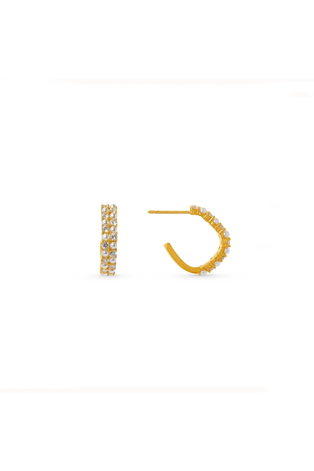 Crystal & Pearl Embellished Oval Hoop Pale Gold | Accessories | Smuk - Dameklær på nett